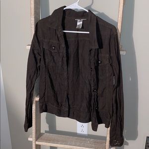 Olive linen button up shirt